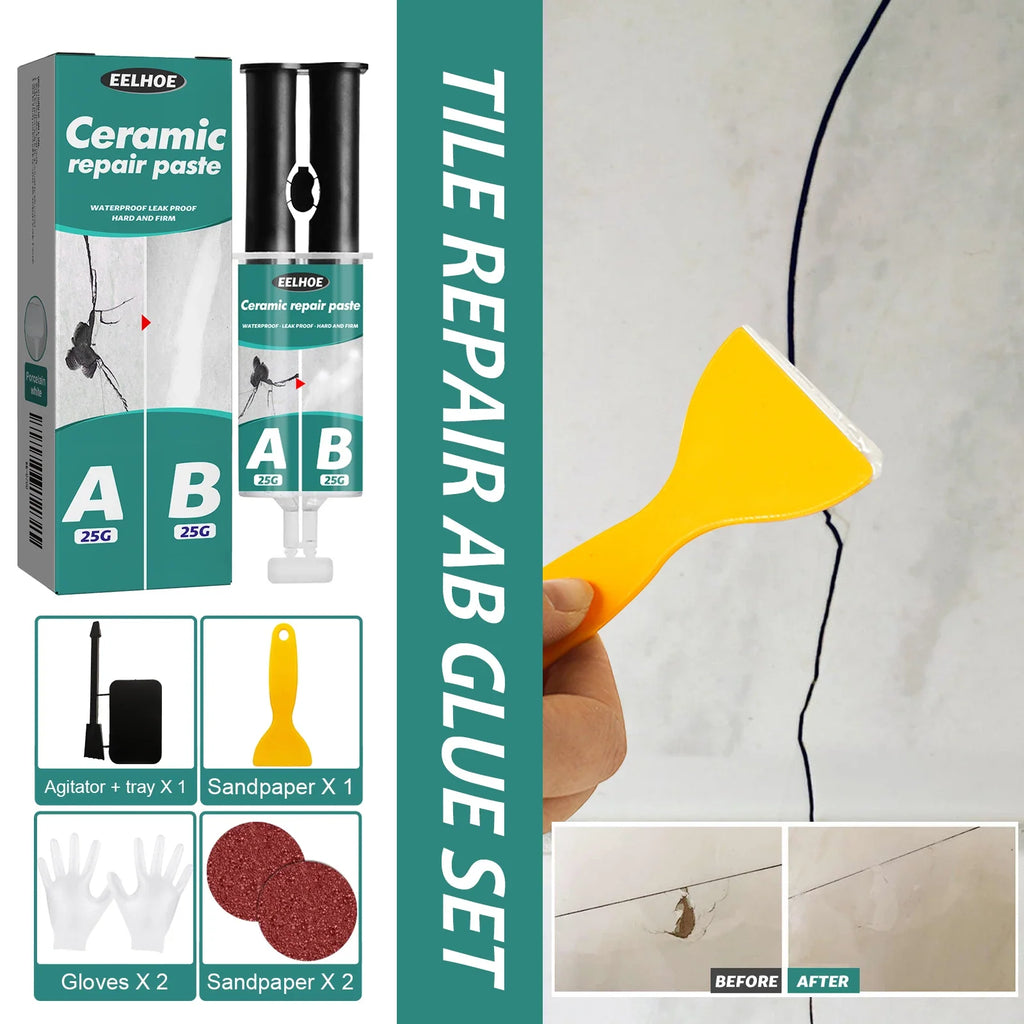 Tile Repair Paste AB Glue | Waterproof Ceramic Crack Fix Kit
