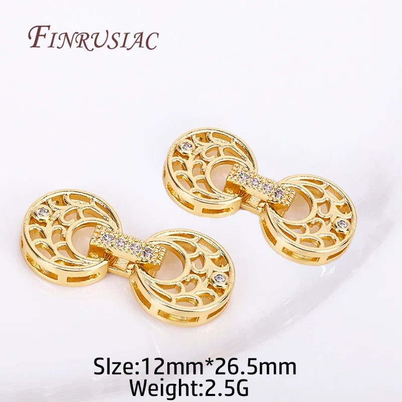 18K Gold Plated Zircon Clasp Connector Beads | DIY Jewelry
