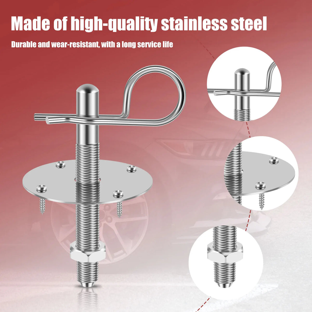 Universal Stainless Steel Hood Pin Plate Lock Kit – Racing