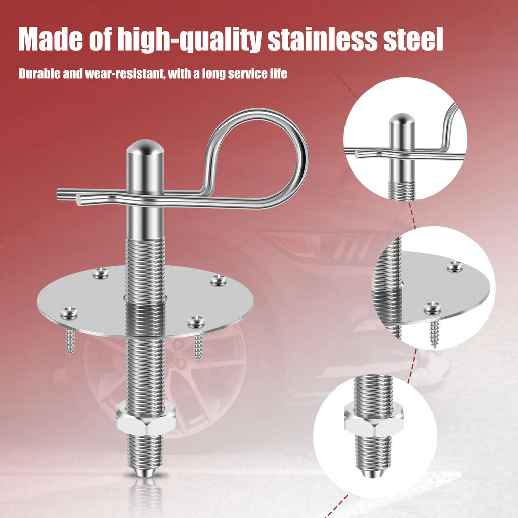 Stainless Steel Hood Pin Plate Lock Kit – Universal Racing Fit