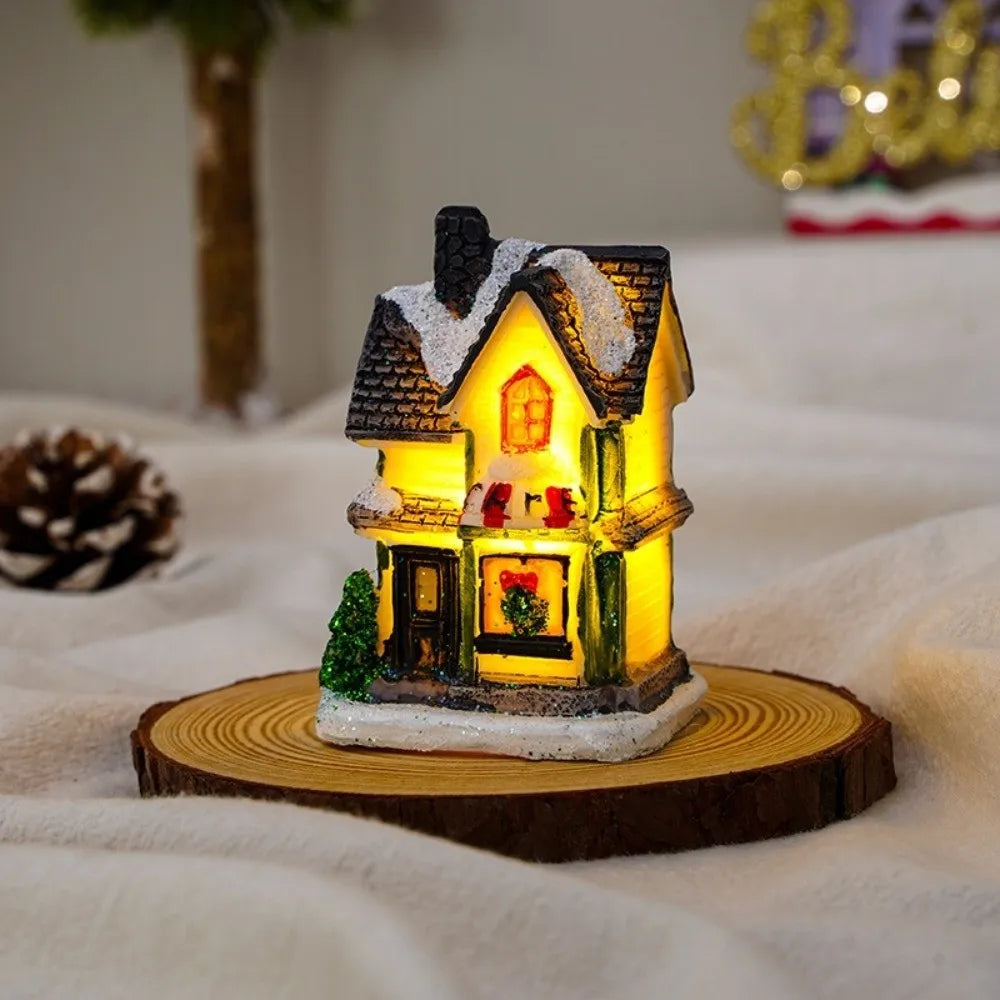 LED Christmas Village Miniature Light House Resin Ornament