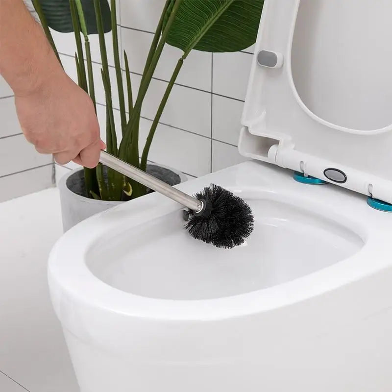 Stainless Steel Toilet Brush Set with Holder & Soft Bristles