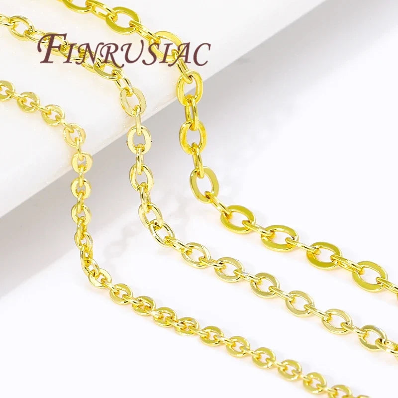 18K Gold Plated O Shape Chain 1.2mm–2mm | DIY Necklace Bulk