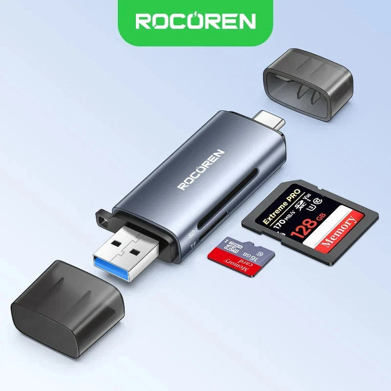 Rocoren 2-in-1 USB 3.0 Card Reader USB-A & USB-C SD/TF 2TB