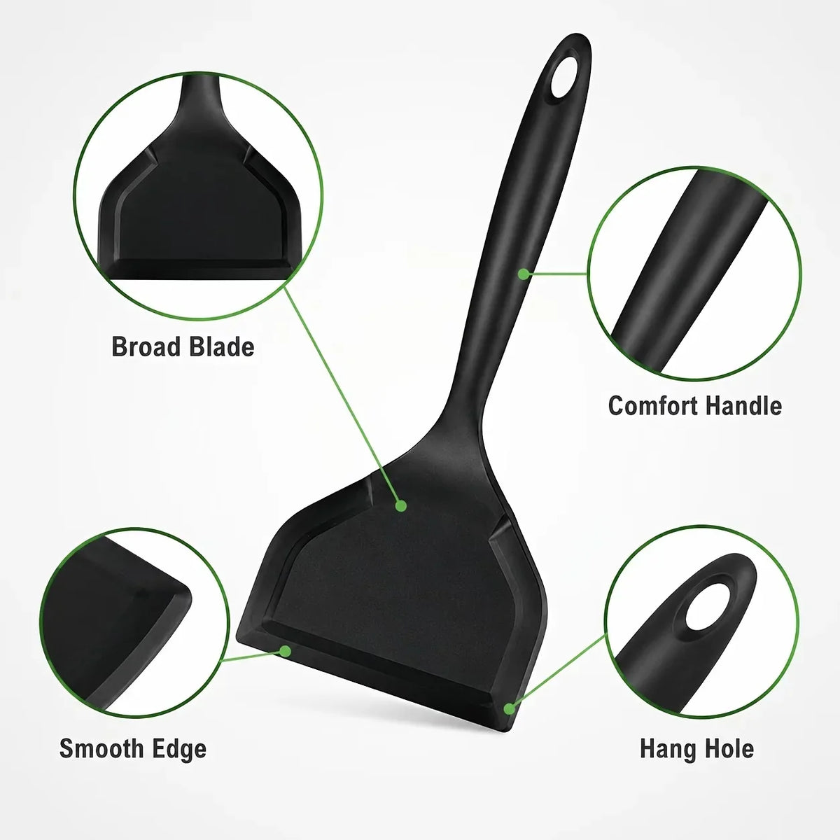 Wide Blade Silicone Spatula – Non-Stick Omelet Cooking Tool