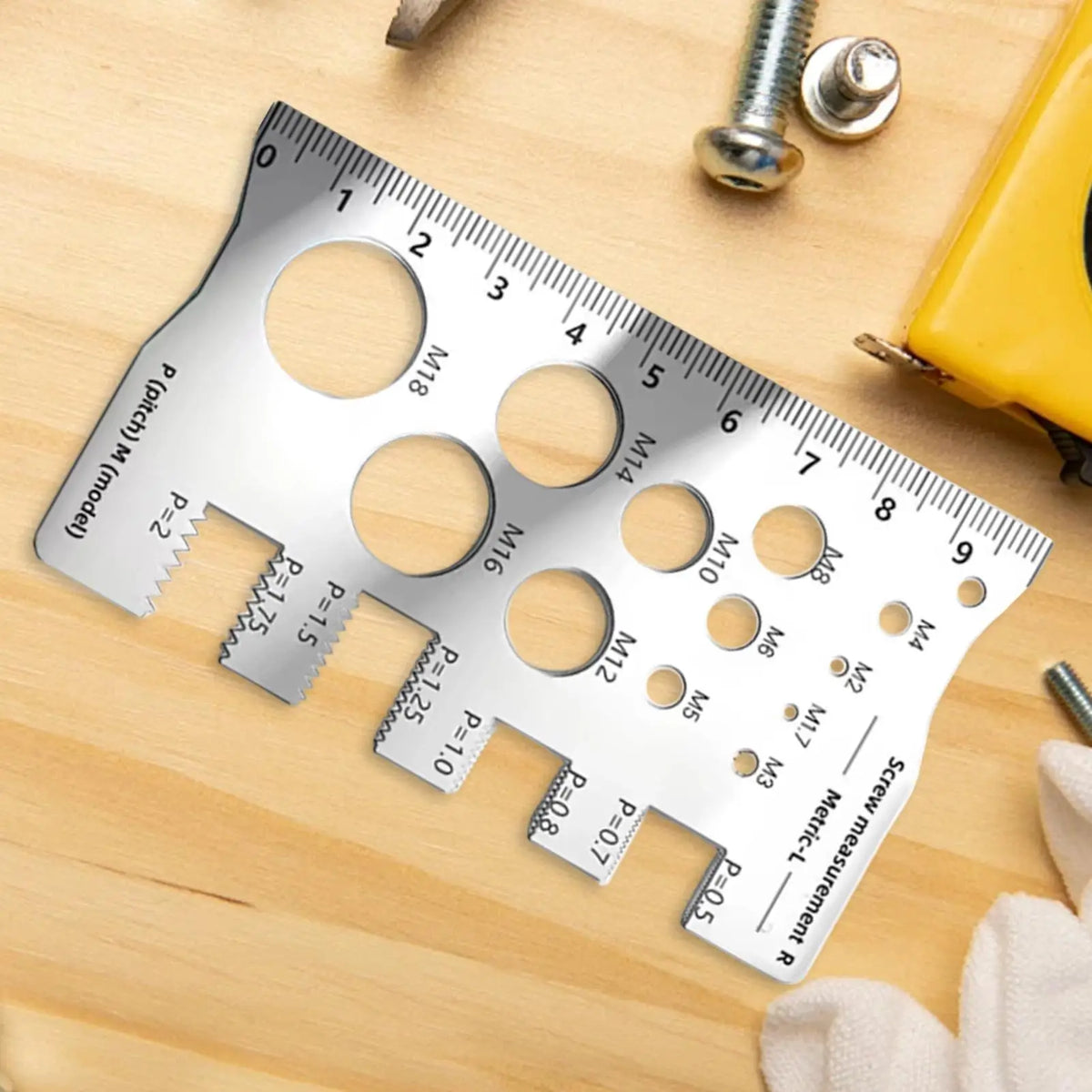 Stainless Steel Screw Thread Gauge Ruler | 0–80mm Accurate