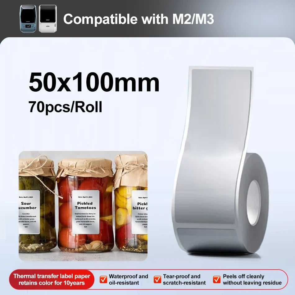 Niimbot M2/M3 Silver Thermal Transfer Label Stickers – Round & Square