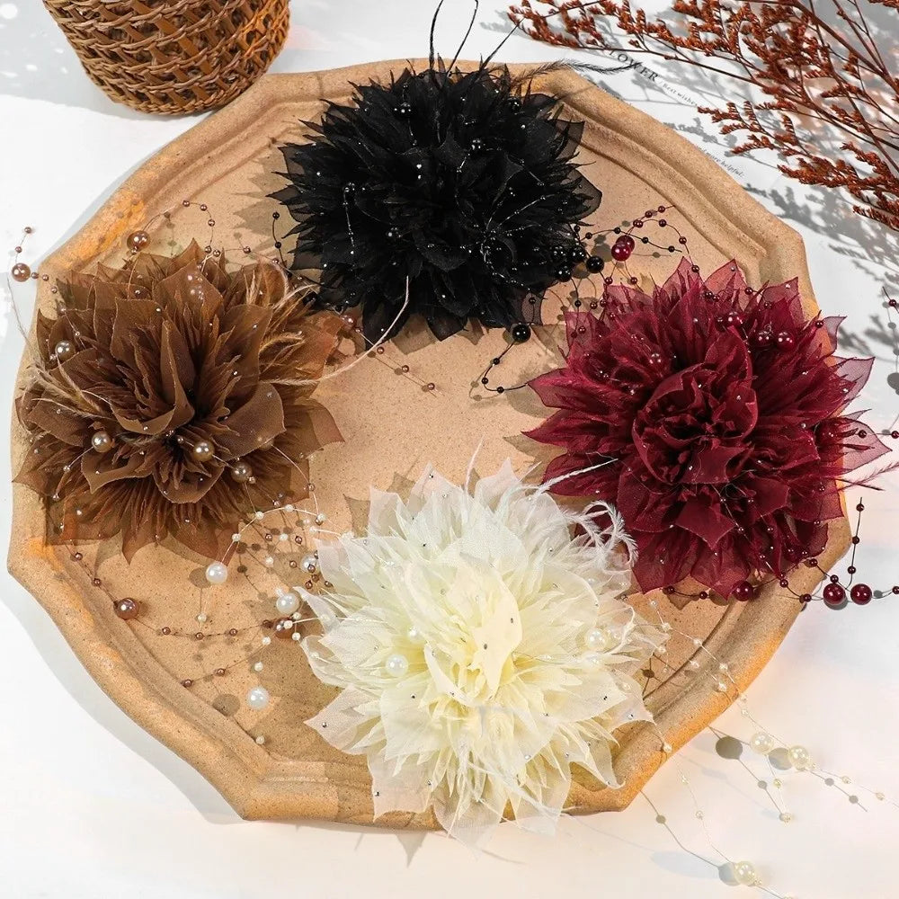 3D Organza Pearl Flower Patch – Handmade DIY Sewing Decal