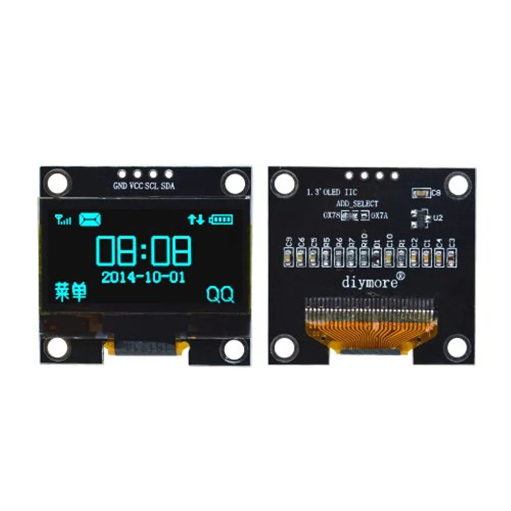 1.3" OLED Display Module 128×64 SSH1106 I²C SPI 3.3–5V