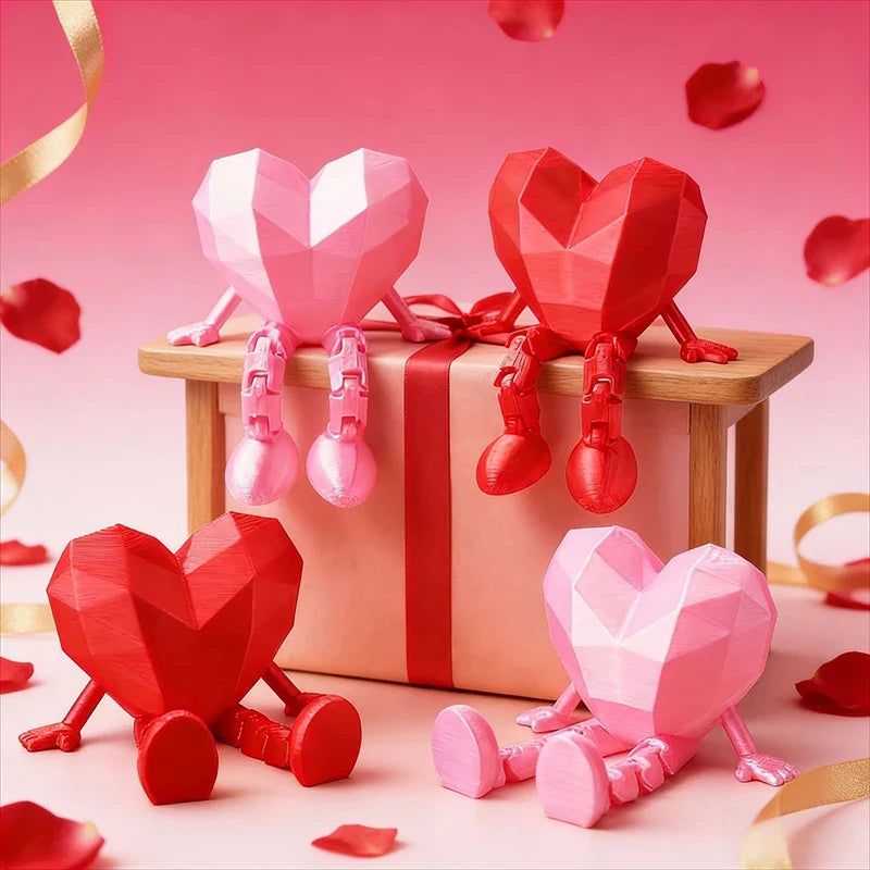 Jointed Miniature Heart Figurine – Valentine's Day Décor Gift