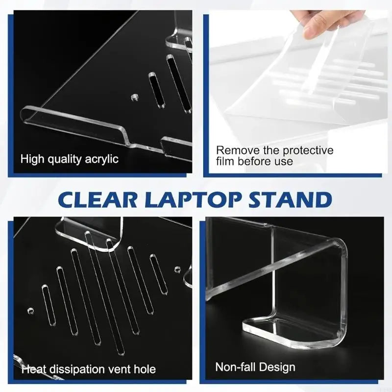 Transparent Acrylic Laptop Stand – Ventilated Desk Riser