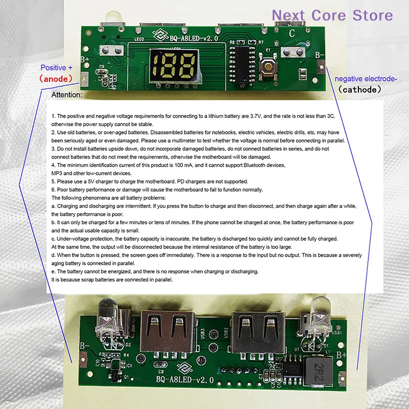 A8188 5V 2A Digital Display Power Bank Circuit Module Type-C USB