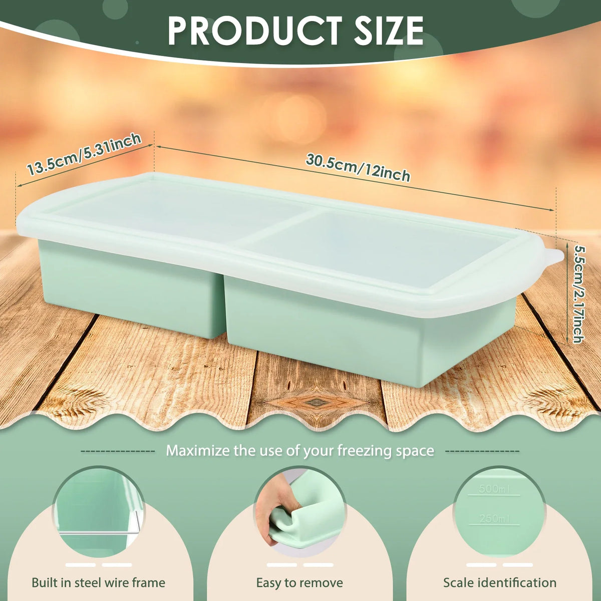 Silicone Freezer Tray with Lid – 3-Cup Soup & Meal Prep Mold