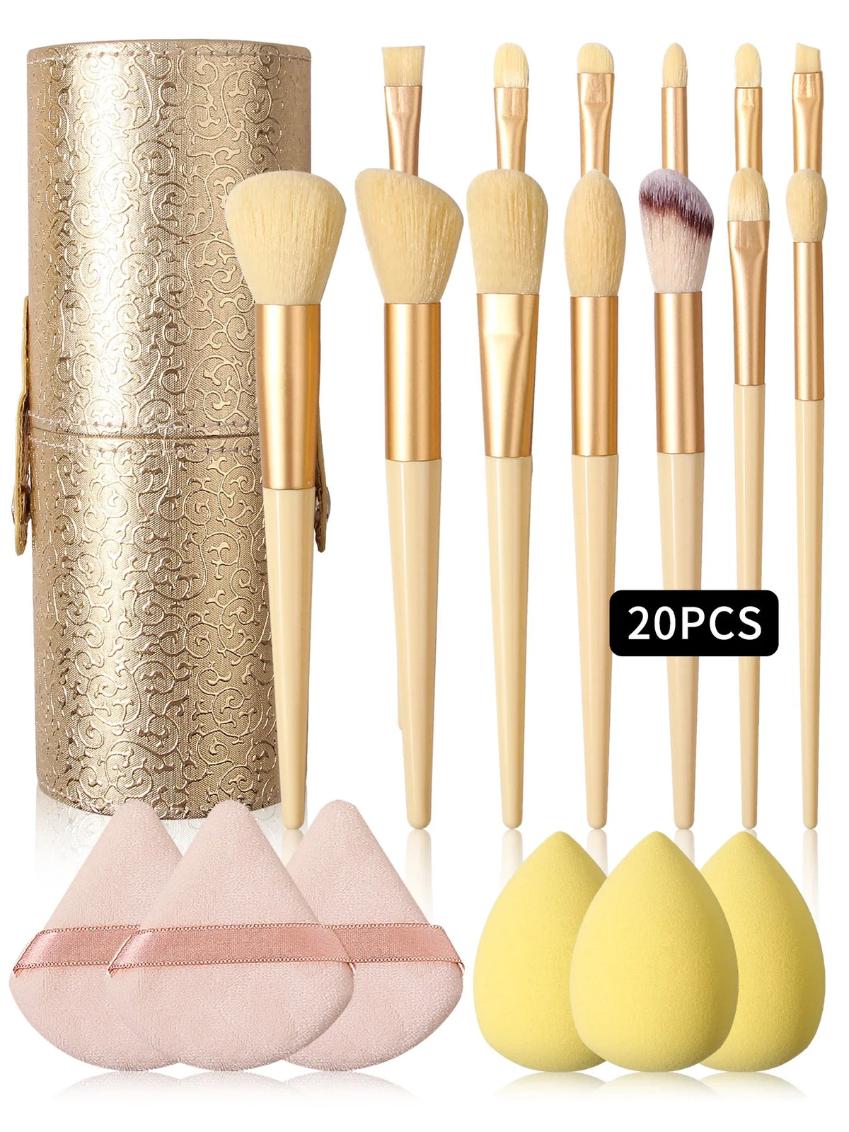 20-Piece Professional Makeup Brush Set with Storage Bucket