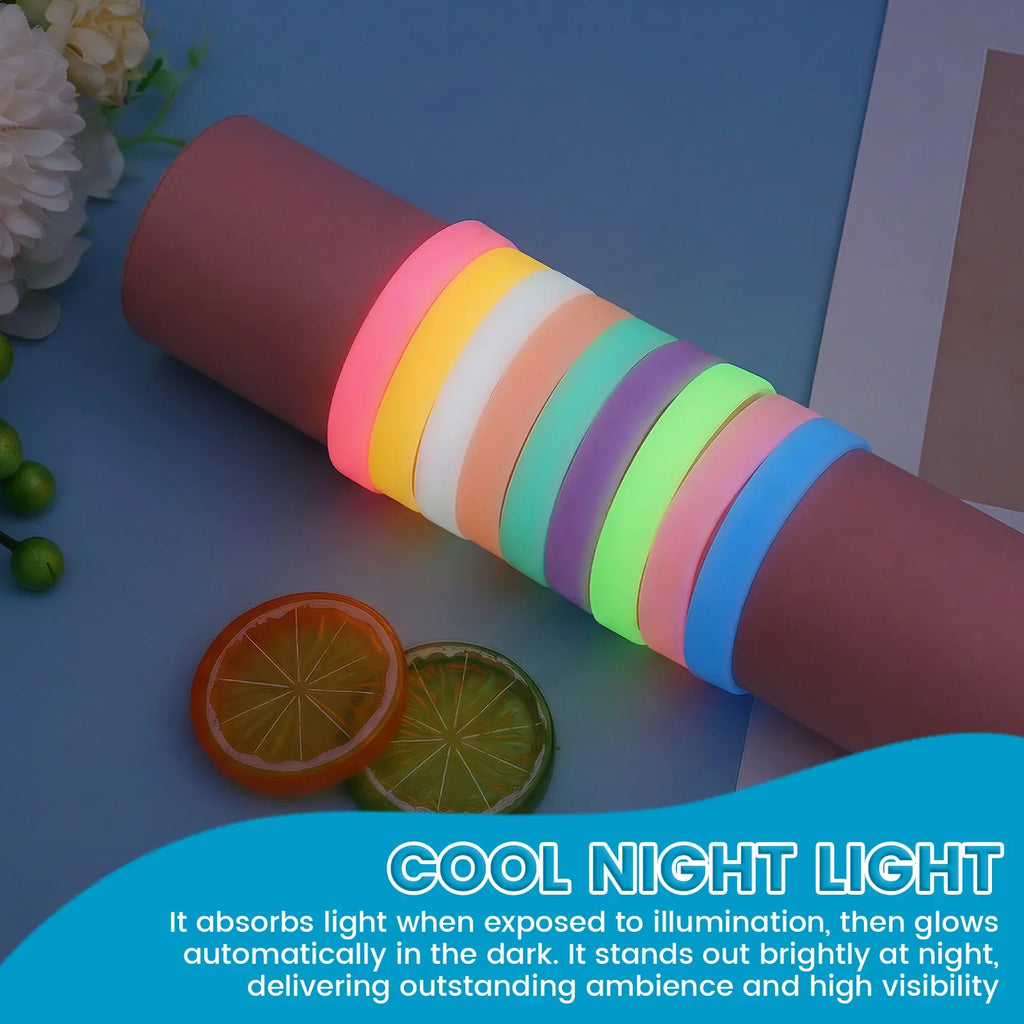 9-Pack Glow in the Dark Silicone Sport Bracelets Unisex
