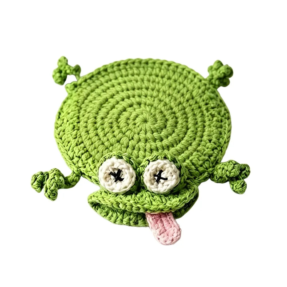 Handmade Crochet Animal Coaster – Cute Knitted Cup Mat