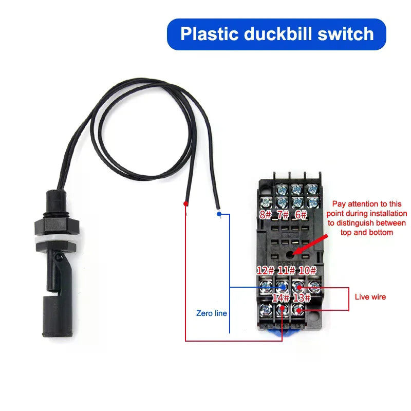 PP Plastic Ball Float Switch 12V–110V Water Level Sensor
