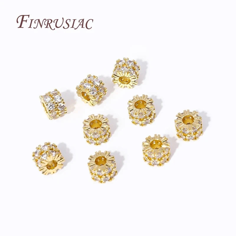 18K Gold Plated Zircon Round Spacer Beads – DIY Jewelry Making