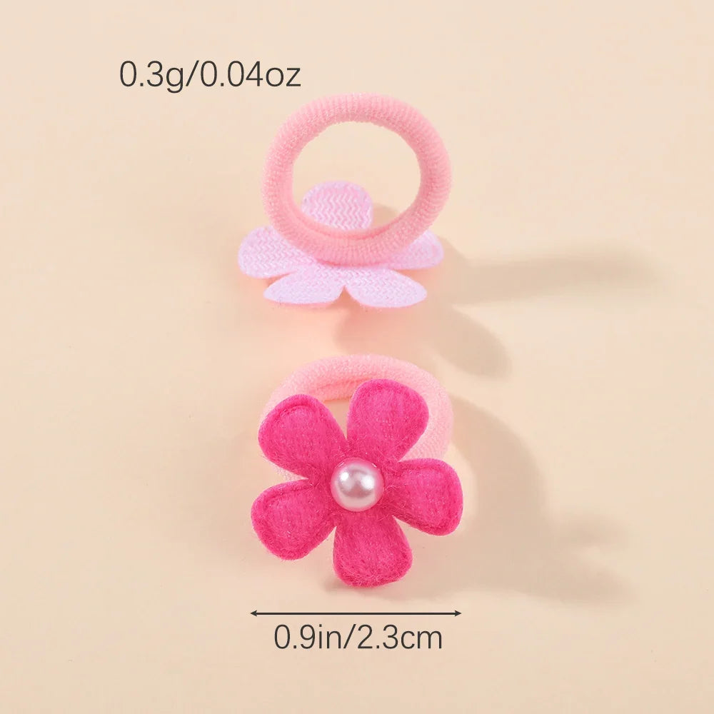 Girls Kids Hair Ties Pink Heart Star Ponytail Holders 10/20pcs
