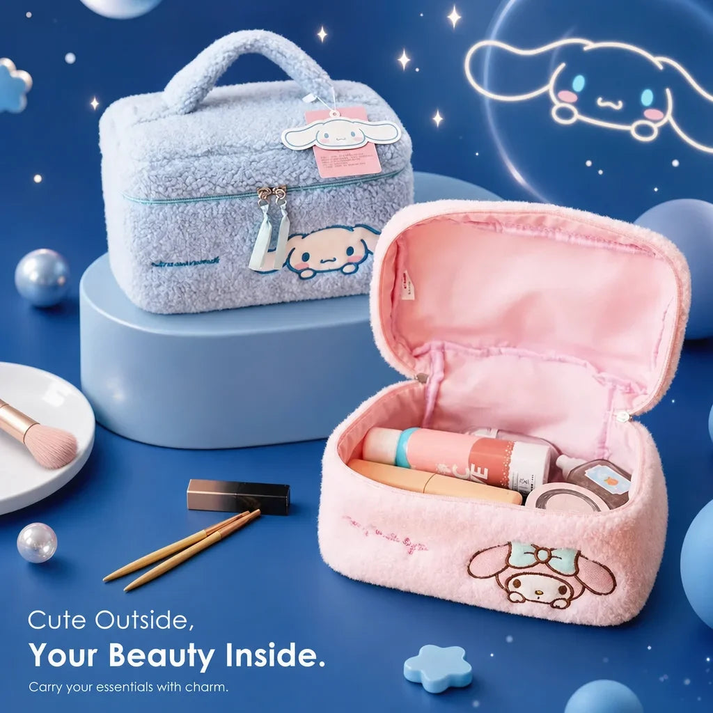 Sanrio Hello Kitty Plush Makeup Bag – Waterproof Cosmetic Pouch
