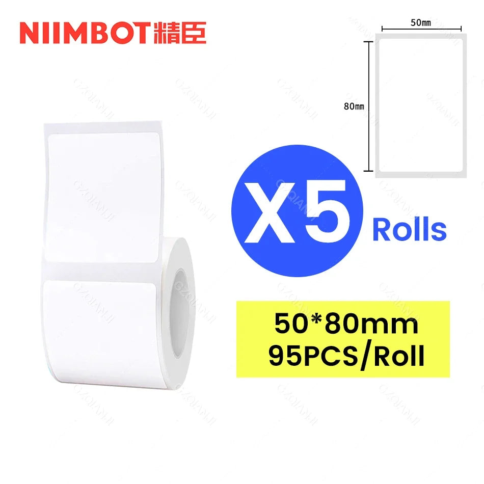 NiiMbot Thermal Label Rolls – Round White Waterproof Stickers
