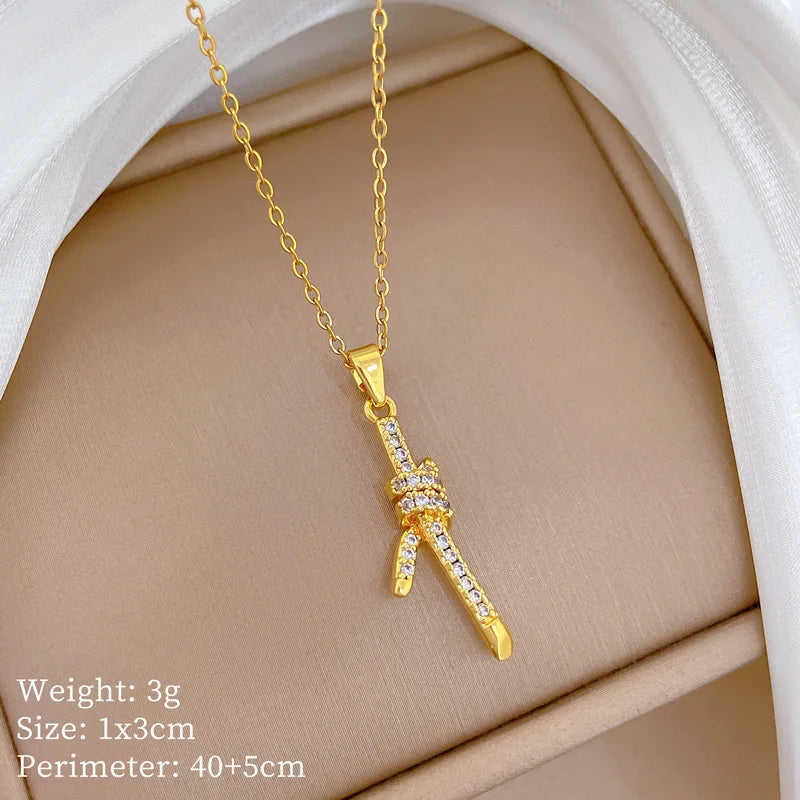 Women's Gold-Plated Stainless Steel Pendant Clavicle Necklace