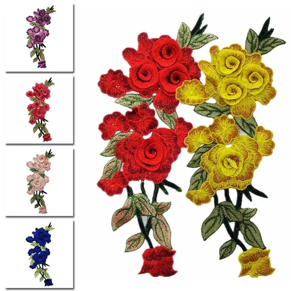 3D Embroidered Rose Flower Sew-On Patch – Ethnic Appliqué