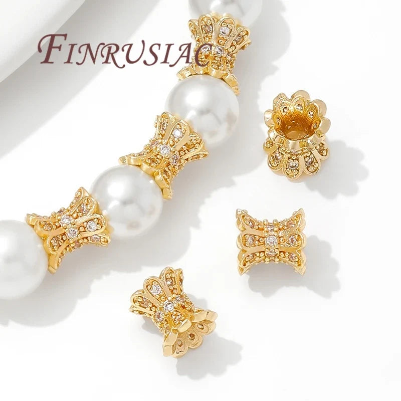 18K Gold Plated Zircon Spacer Beads – Brass DIY Jewelry Making