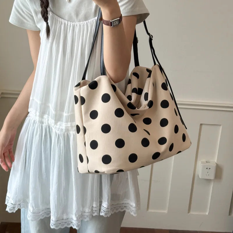 Vintage Polka Dot Cotton-Linen Shoulder Bag – Nixie