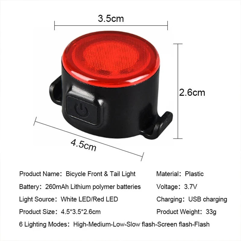 BUCKLOS Front & Rear Bike LED Light Set – USB Rechargeable