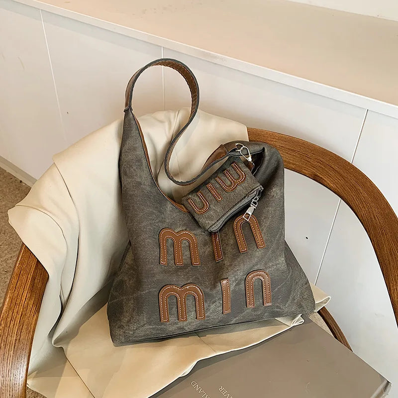 Women's PU Leather Shoulder Tote Bag with Coin Purse | Large