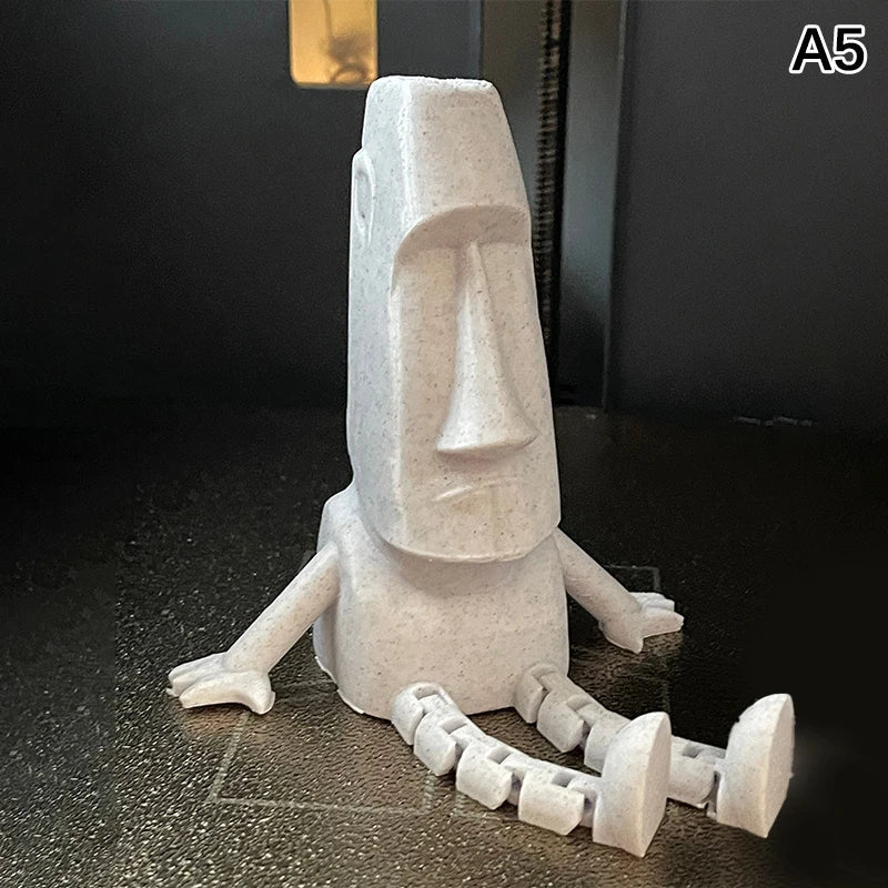 3D Printed Moai Statue – Movable Joints Collectible Figurine
