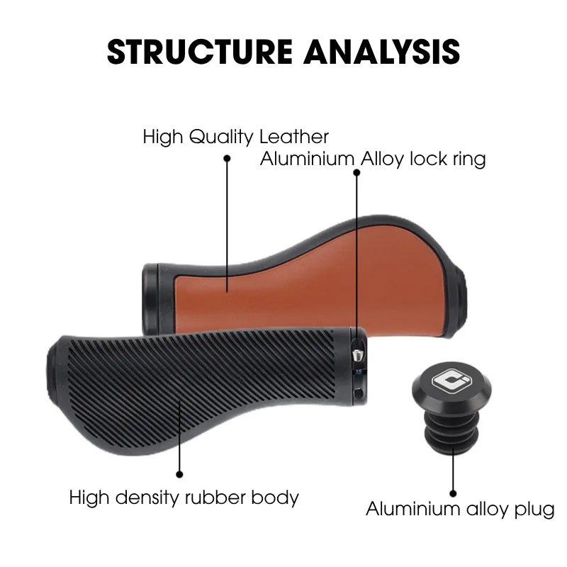 ODI Leather Lock-On MTB Handlebar Grips – Anti-Slip Bicycle