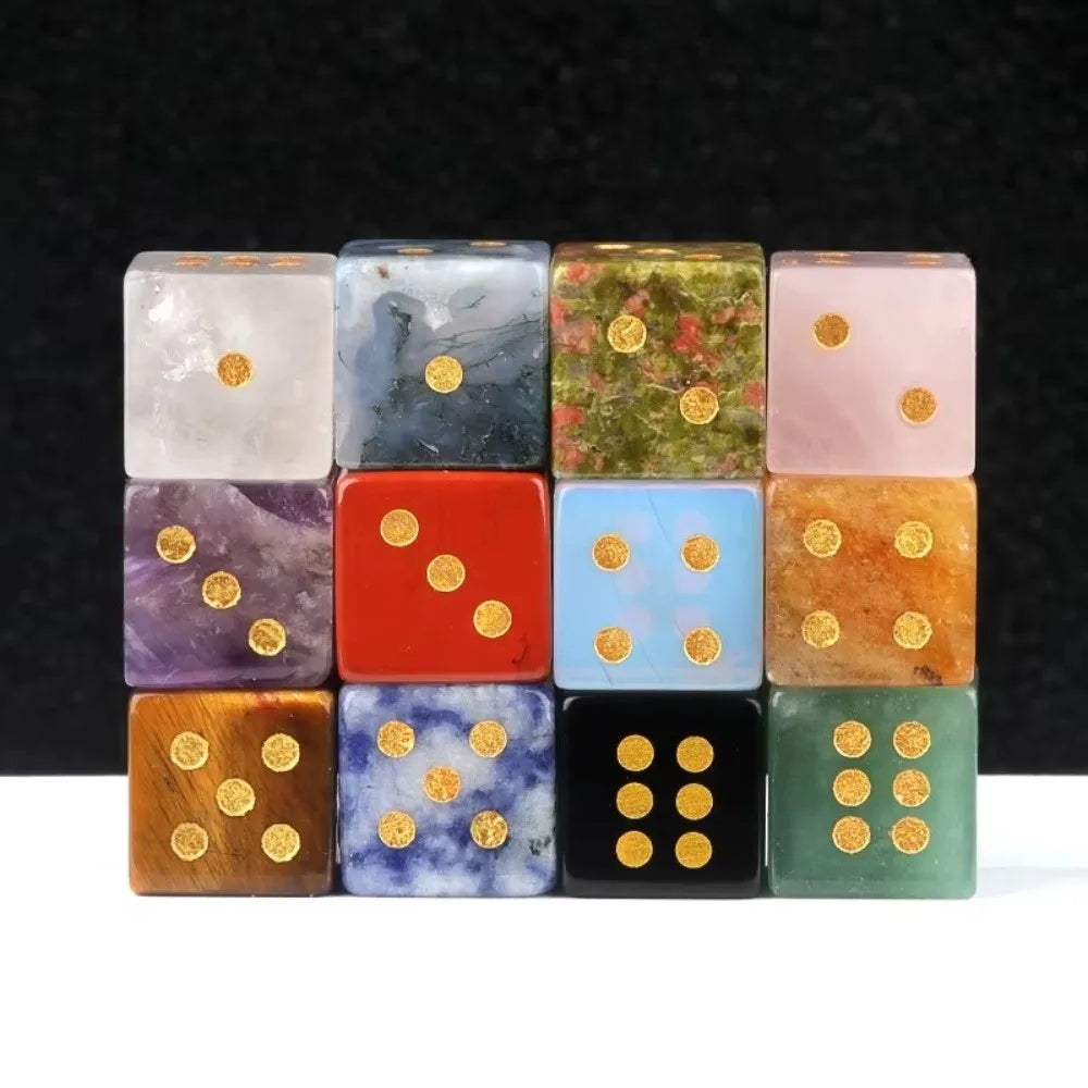 16mm Natural Crystal Quartz D6 Gem Dice – Stone Game Die