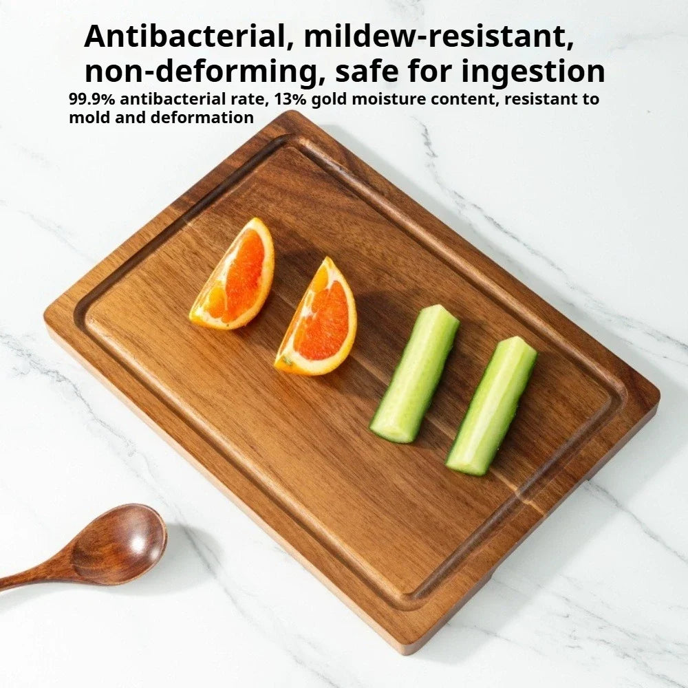 Wooden Cutting Board with Juice Grooves – Kitchen Chopping Tray
