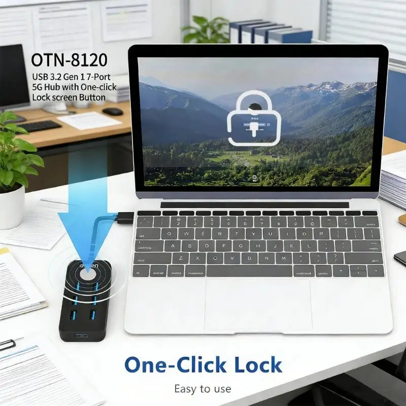 USB 3.0 Hub 7-Port Docking Station | Screen Lock & RJ45