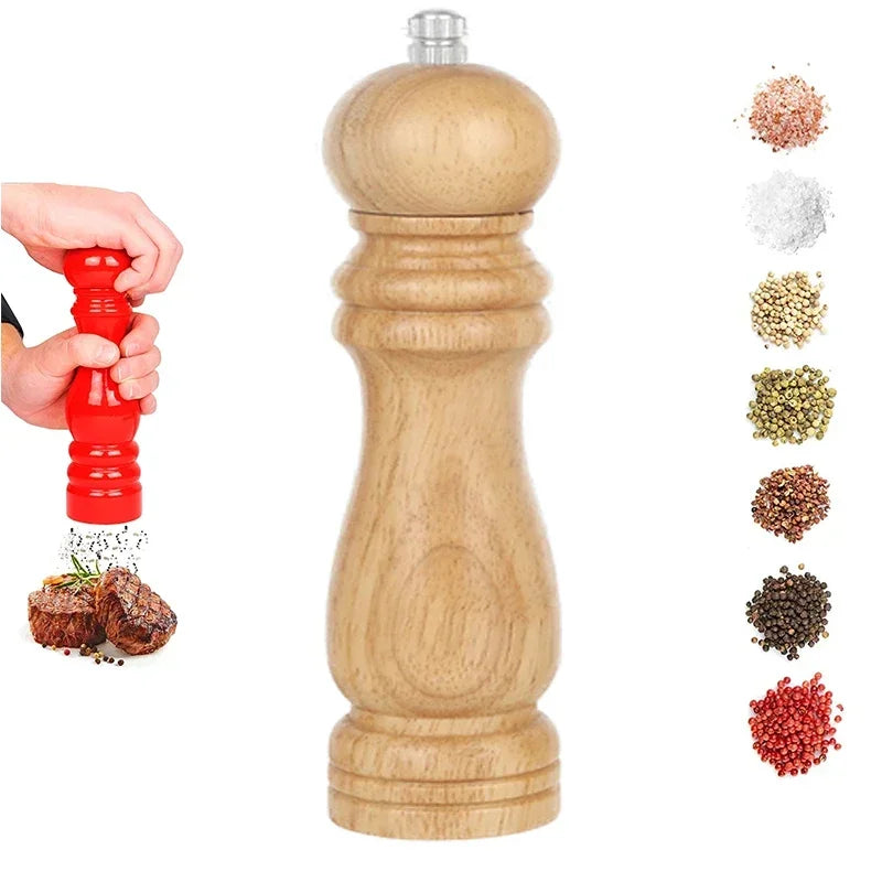 Solid Wood Salt & Pepper Grinder – Adjustable Spice Mill