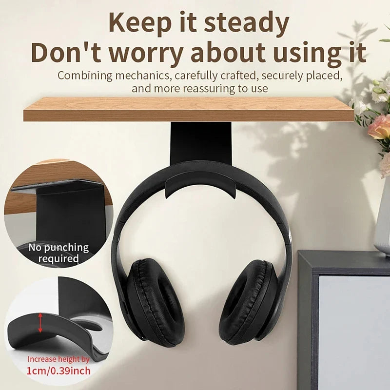 Universal Headphone Stand – Wall Mount & Under Desk Hanger