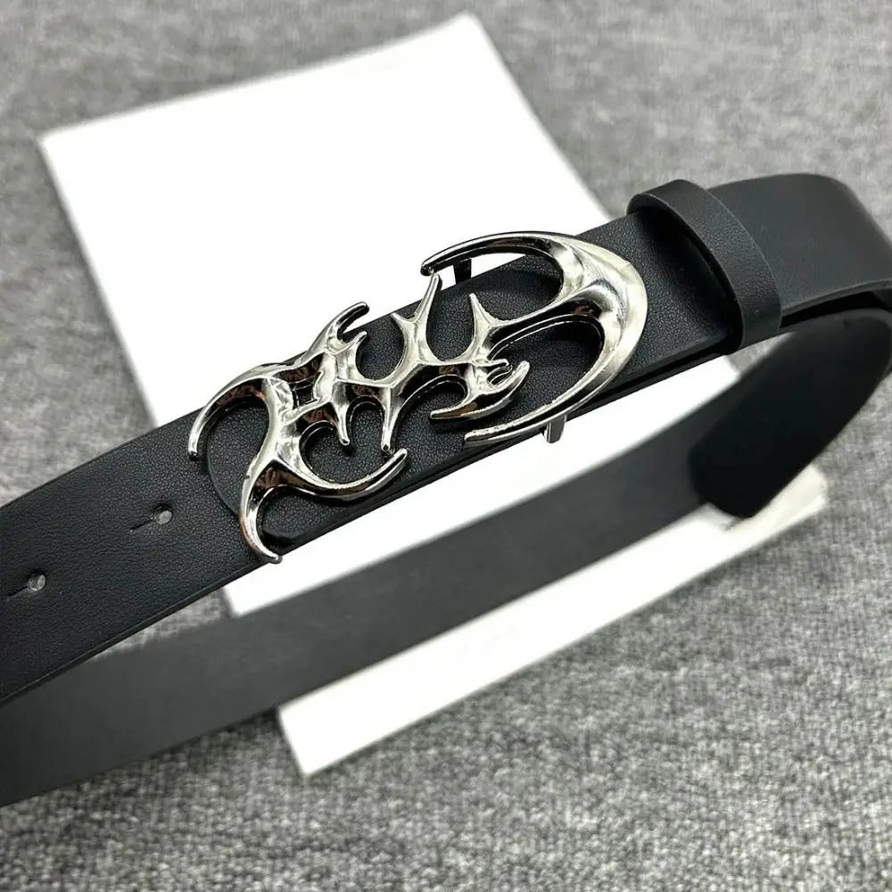Women's Y2K PU Leather Belt – Smooth Shaped Buckle Black
