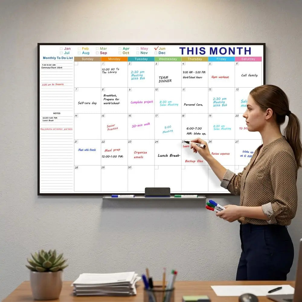 Reusable Dry Erase Monthly Planner Calendar Board 32x48in