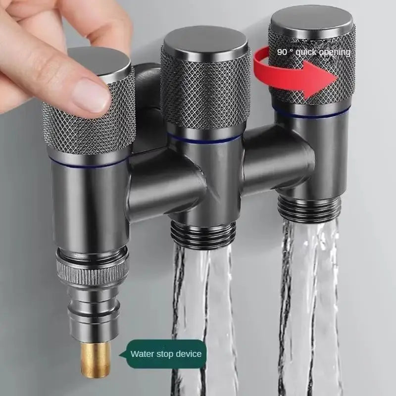 3-Way Stainless Steel Water Diverter Valve – 1 Inlet 3 Outlets