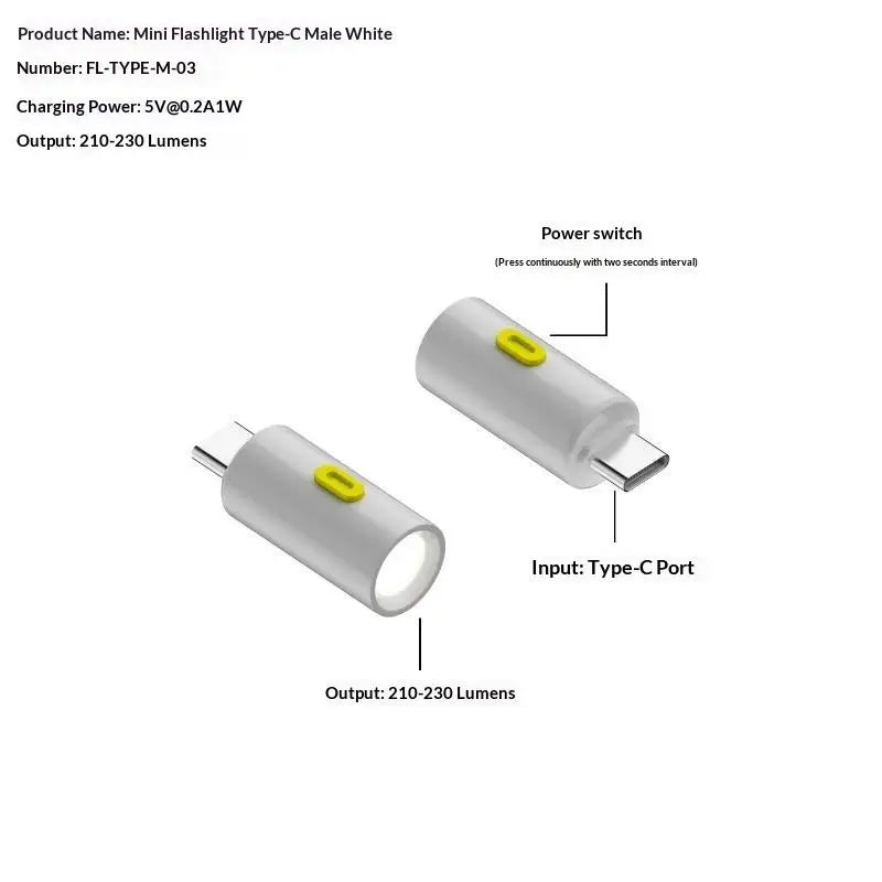 eelhoe Type-C Mini Flashlight USB-C Plug & Play Keychain LED