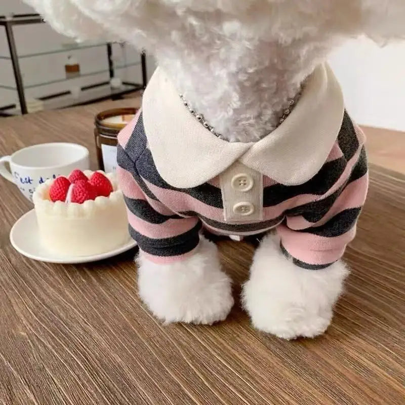 Striped Dog & Cat Shirt – Soft Polyester Pet Pullover S–2XL
