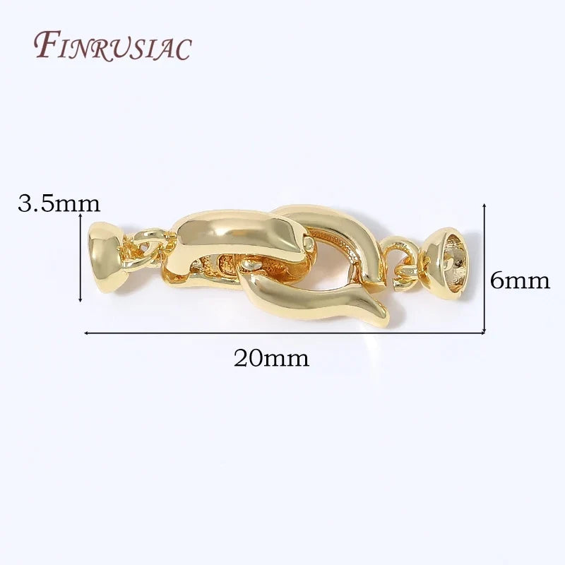 18K Gold Plated Twisted Rope Crystal Rhinestone Jewelry Clasp