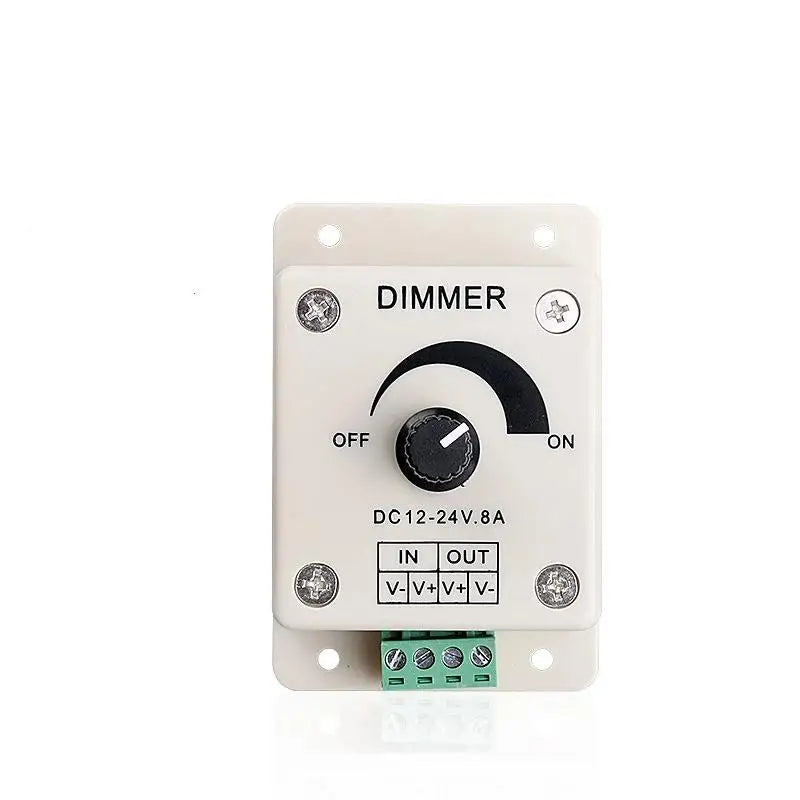 8A Rotary Knob LED Dimmer Switch DC 12V 24V – Flicker-Free