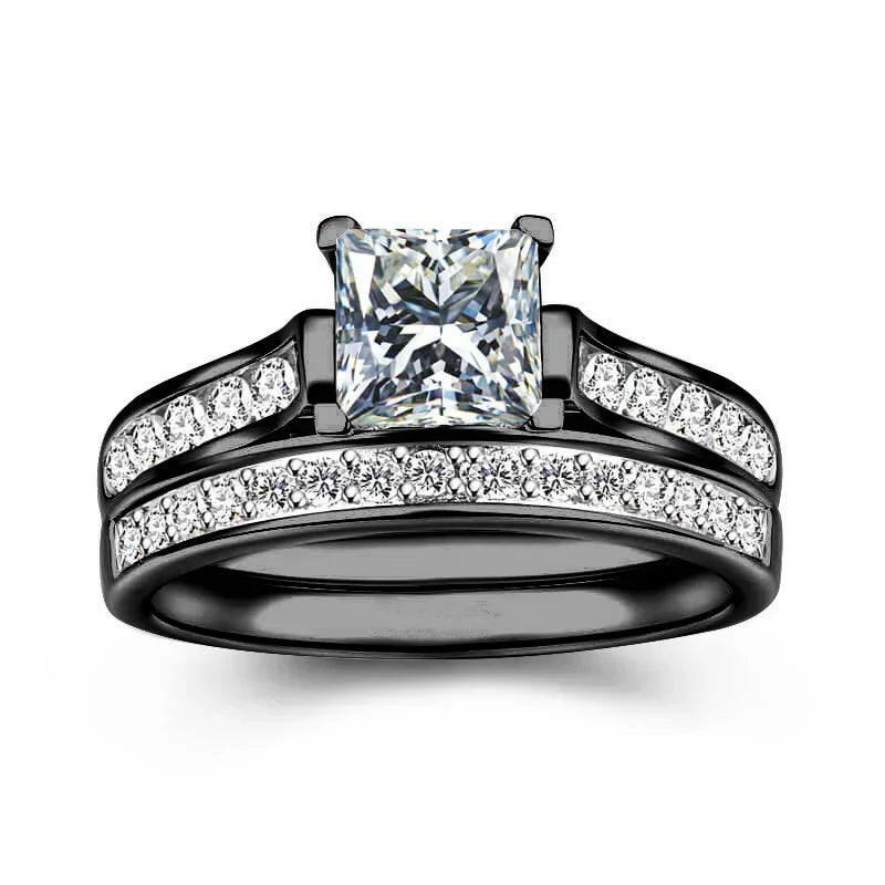 Women's Silver-Plated Bridal Ring Set | Sizes 6–10