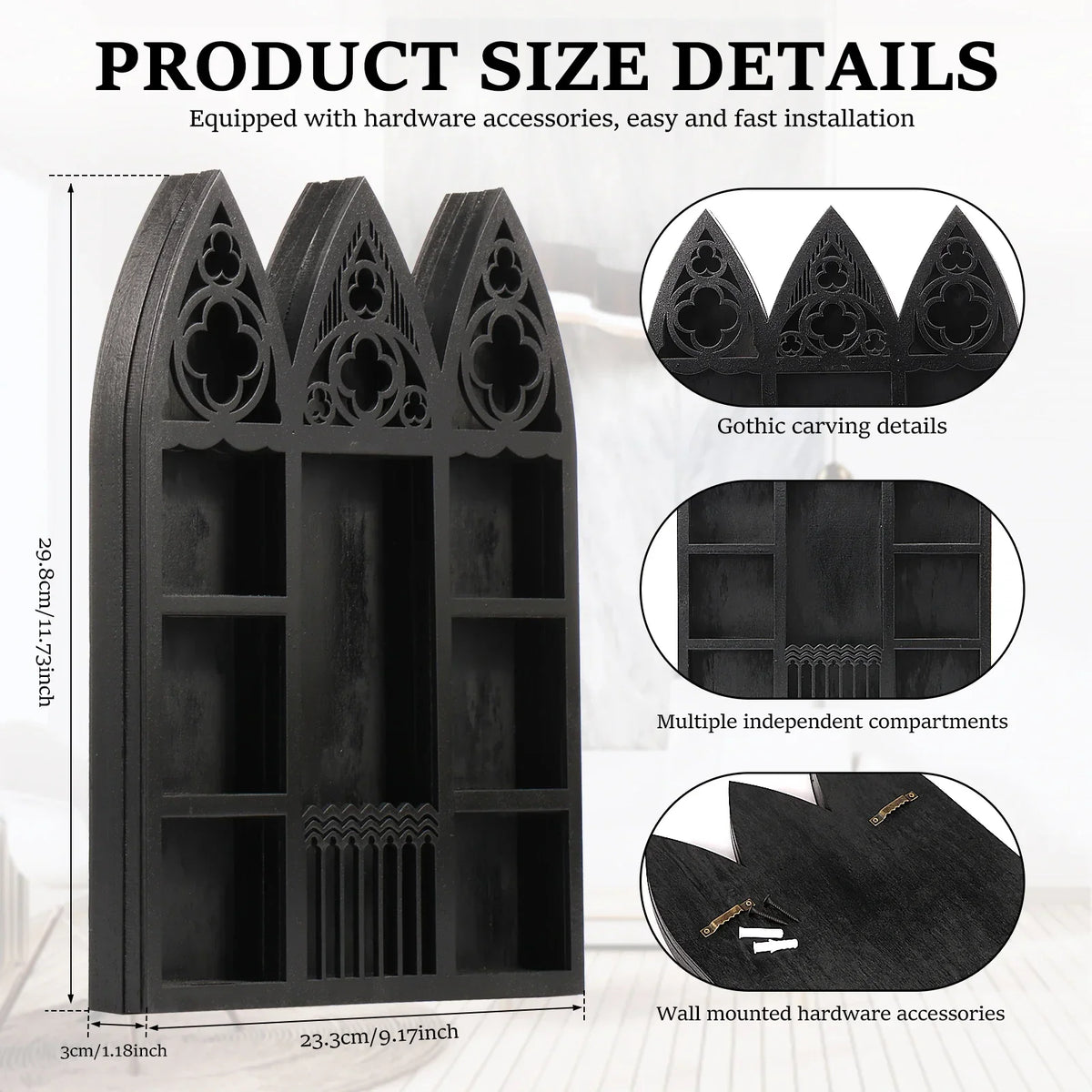 Wood Crystal Display Shelf – Gothic Bohemian Floating Wall Shelf