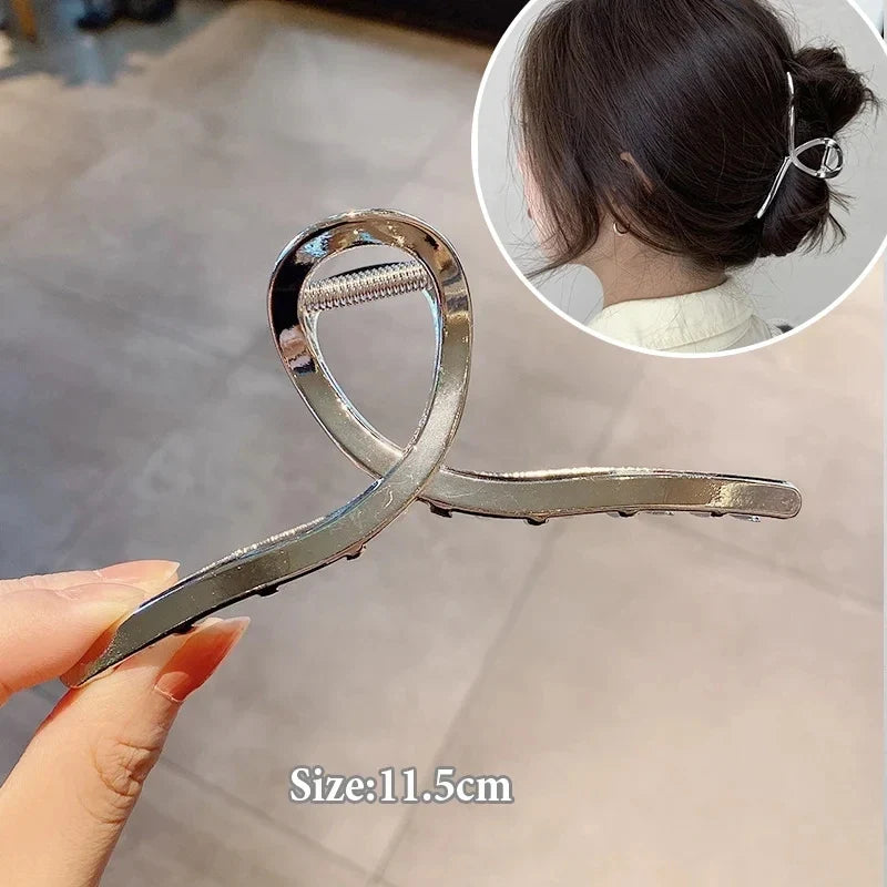Metal Geometric Hair Claw Clips – Gold & Silver for Women