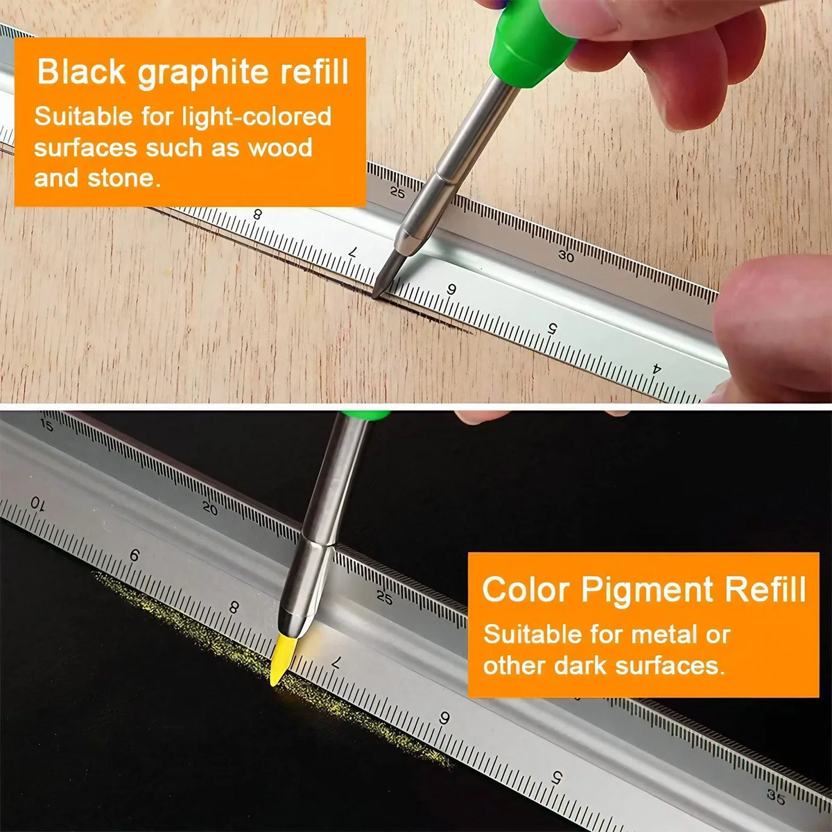 STONEGO Carpenter Pencil Set – 6 Refills & Sharpener