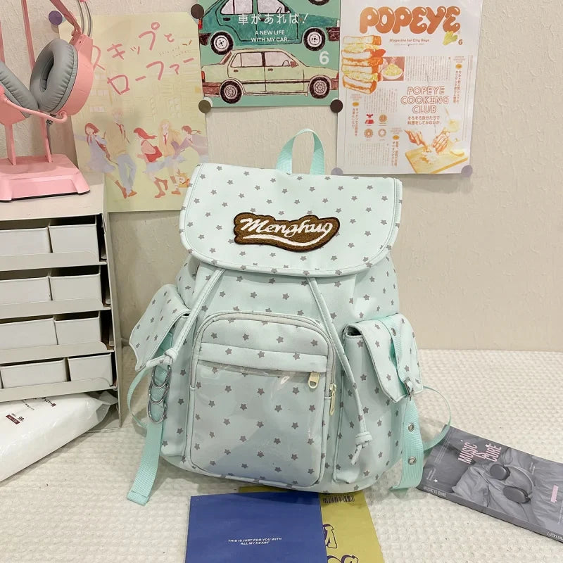 Korean Polka Dot Backpack – Large Cute School Bag for Girls